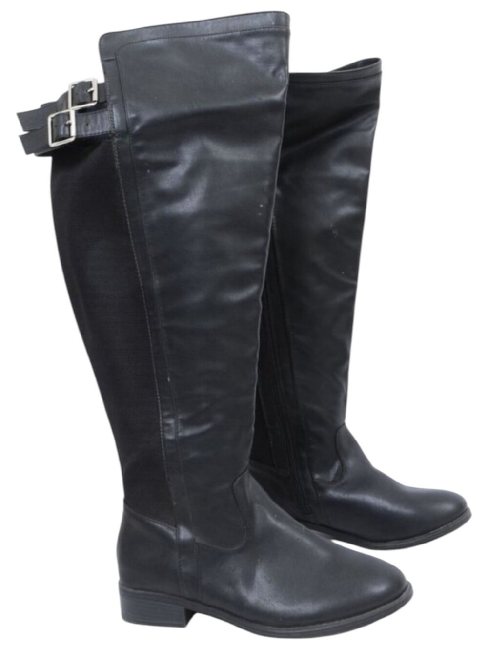 Torrid Black Over The Knee Boots  Adjustable double Buckles Sz 6.5W